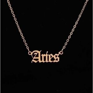 Aries‎ Necklace 18K Gold Plated Stainless Steel Zodiac Sign Astrology Jewelry